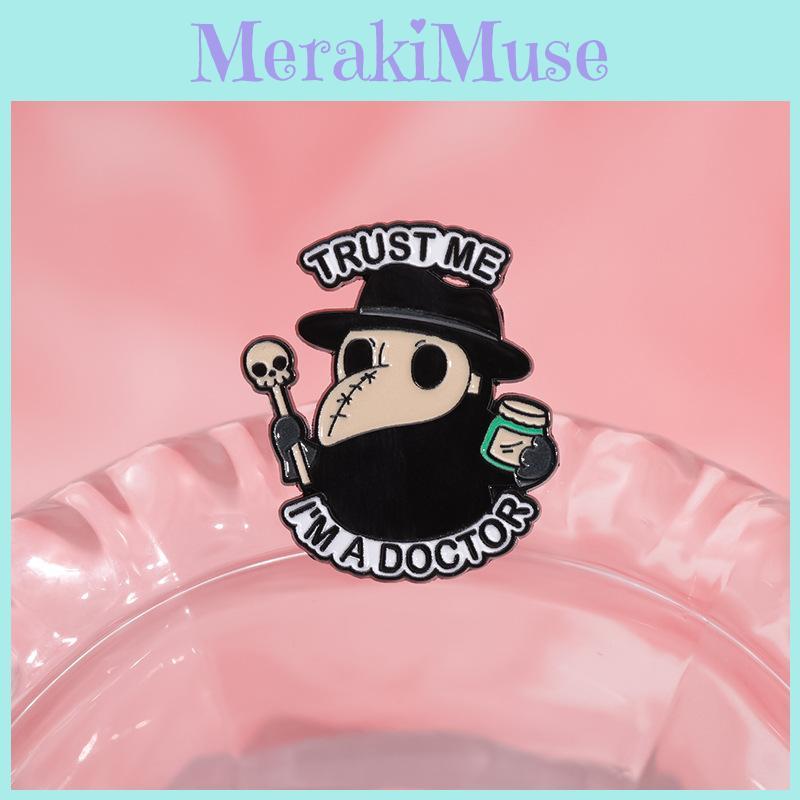 Stylish Alloy Cartoon Character Brooch Doctor Mask Inspired Badge For Fashion Enthusiasts