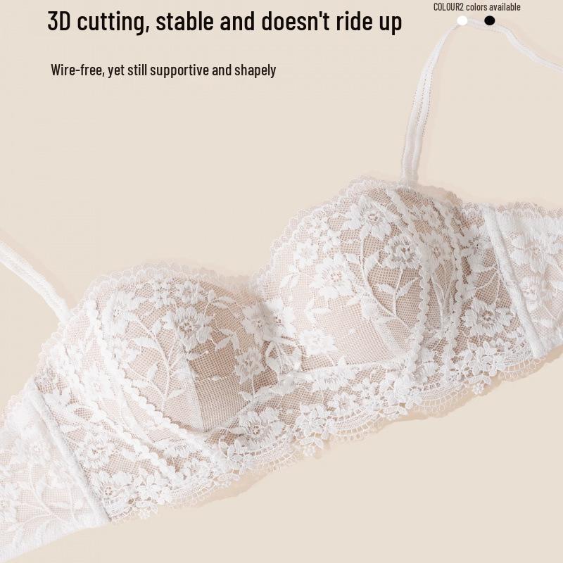 2025 New Sexy Lace Wire-Free Bra Set for Small Chest: Anti-Sagging, Side Support