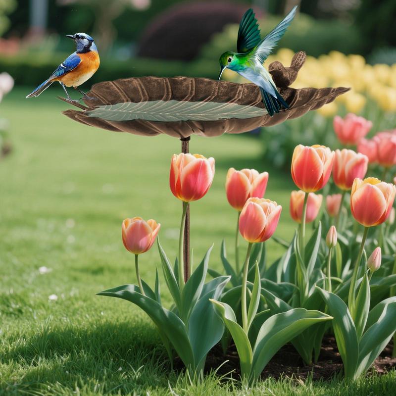 Outdoor Bird Bath Bird Bath Standing Metal Garden Pole Cast Iron Leaf-Shaped Water Bowl Statue Decoration For Patio Yard Balcony