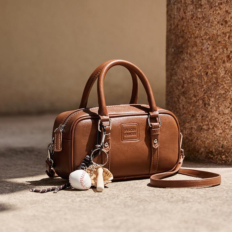 

2025 New Genuine Leather Handbag Simple Shoulder Bag Fashion Handbag Commuter Shoulder Vegetable Tanned Cowhide Crossbody Bag Long21CM、Thick7.5CM、H