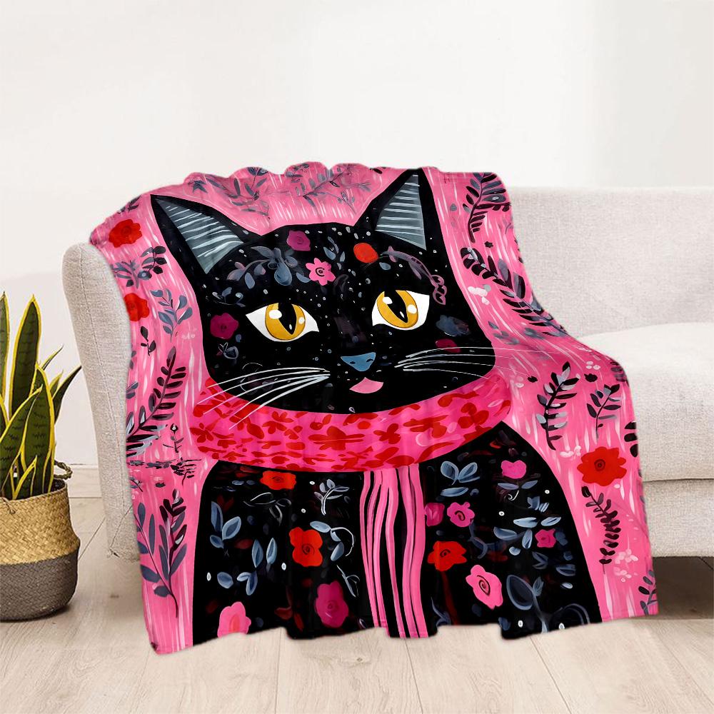 1pc Egyptian Cat Artwork blanket Soft and Warm for Sofa Office Camping Travel Livingroom Great Gift for Friends and Family Comfortable