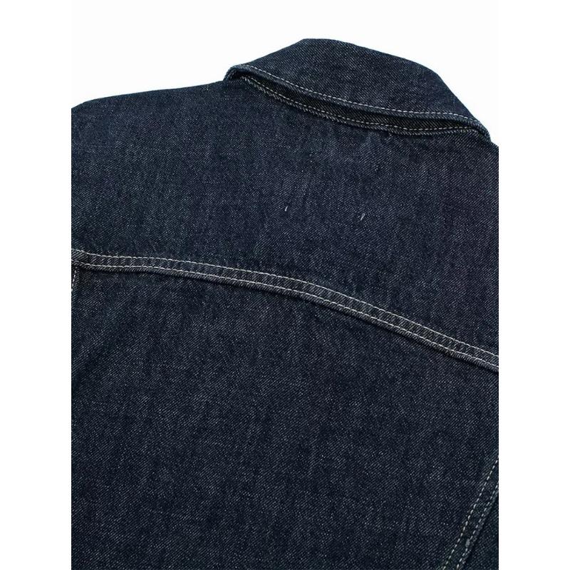 Spring Autumn Women Pockets Denim Blue Single Breasted Jackets Vintage Lapel Neck Long Sleeves Female Chic Lady Jacket