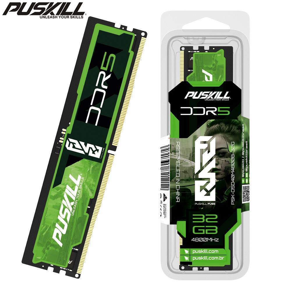 

PUSKILL FUSE DDR5 Оперативна пам’ять 32 ГБ 16 ГБ 8 ГБ 1,1 В 4800 МГц 5600 МГц PC5 288-PIN Desktop UDIMM Пам’ять DDR5 8GB 4800MHz