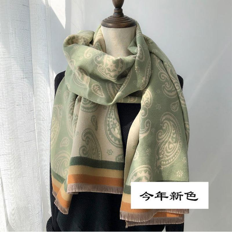 Thickened Imitation Cashmere Shawl Women's 190x65 Long Skin-showing White Temperament Mother Scarf