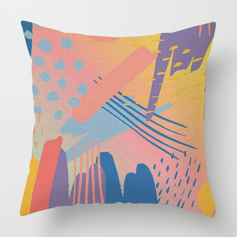 Home Decor Colorful Abstract Pattern Digital Printed Pattern Cushion Cover Suitable For Sofa Bedroom Car Pillow Cover