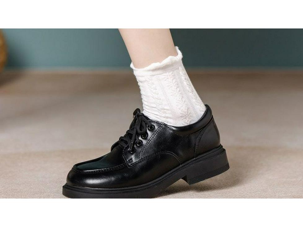 Women's Genuine Leather Fleece-Lined Loafers - Thick Sole, Slip-On, Lace-Up, British Style for Autumn and Winter