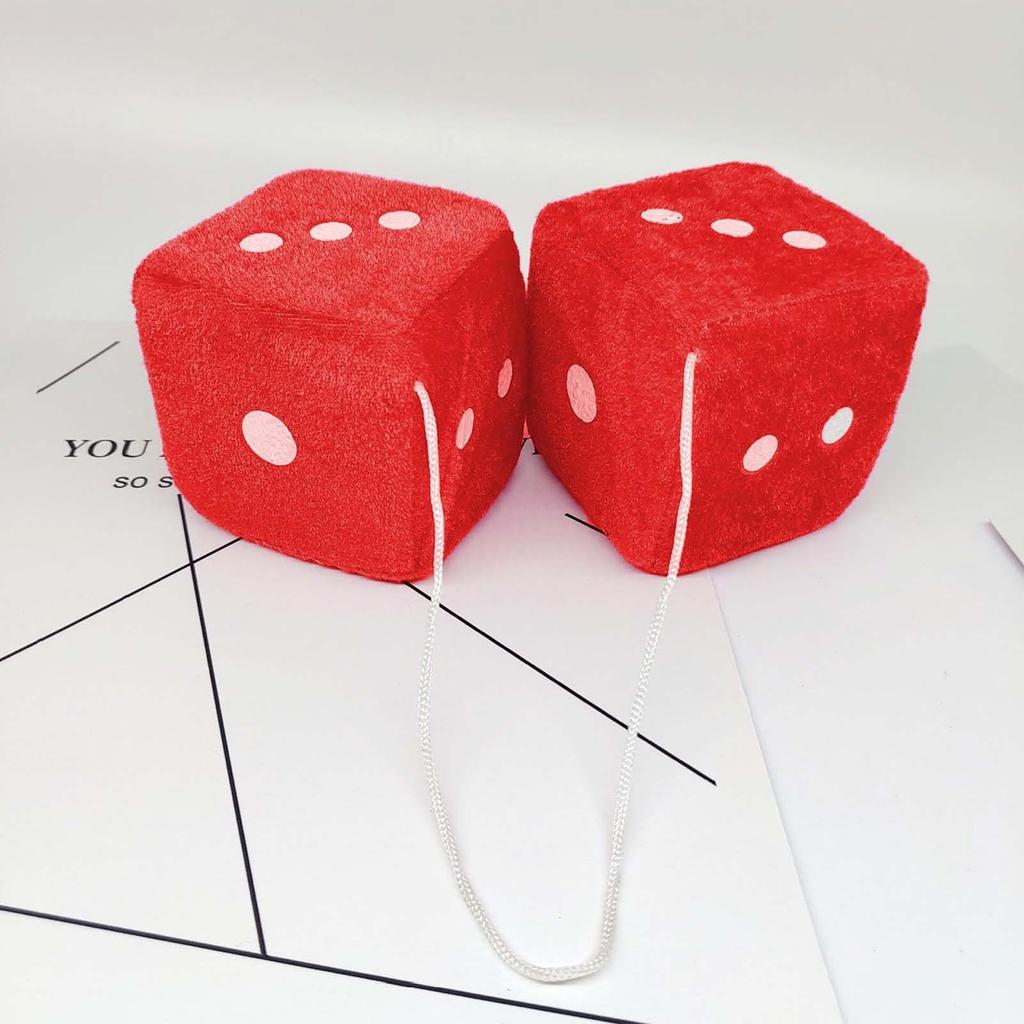 Dice Auto Rear Mirror Plush Dice Stuffed Toy Hanging Fuzzy Dice Auto Rear Mirror