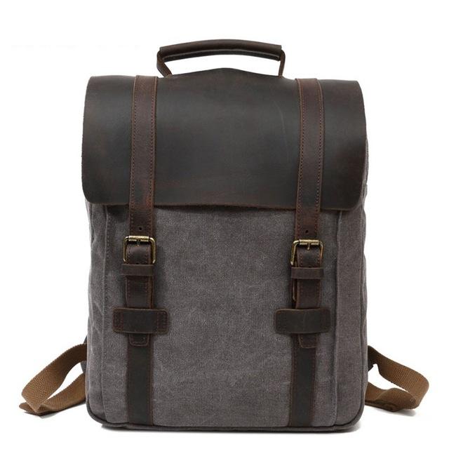 Men Canvas Vintage Backpack for School Bag Leather Backpack Women Rucksack Male Knapsack Bagpack Mochilas Feminina