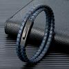Matte Black Stainless Steel Leather Bracelet Men Women Handmade Woven Double-Layer Design Simple Jewelry Gift