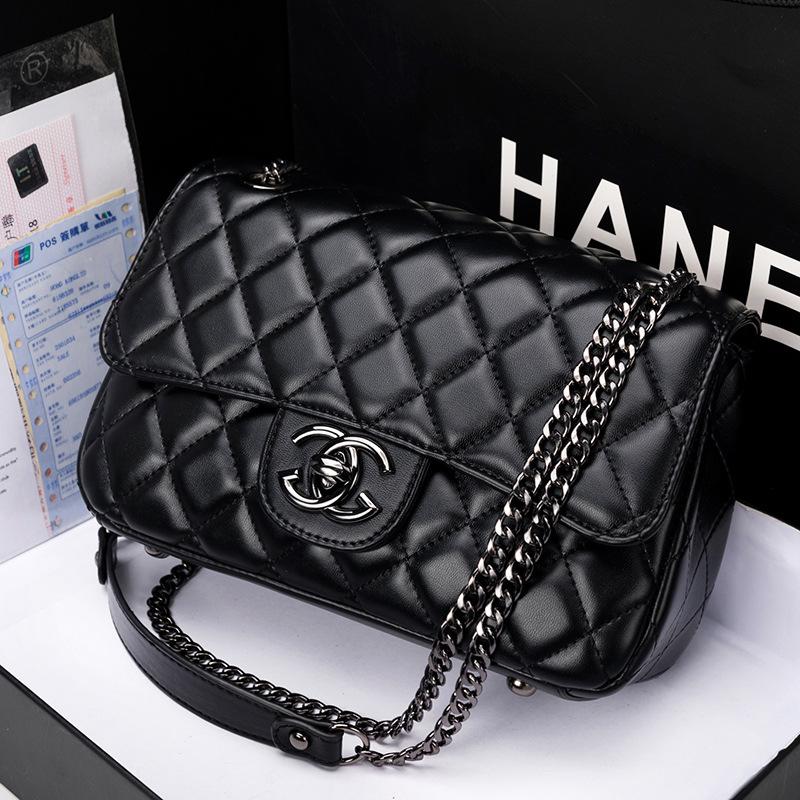 Women's bag new fashionable retro versatile high-end diamond chain bag leather shoulder messenger bag tide