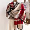 Stylish color-block faux-shearling scarf/snood; lightweight yet warm; versatile long wrap, shawl, or cape for women.