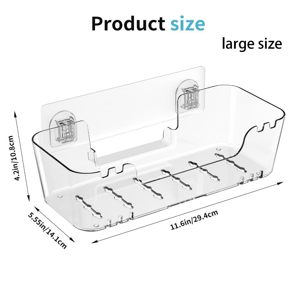 Easy to Clean Transparent Wall-Mounted Organizer No Drill Drain Holes Toy Storage Organizer Multi-Purpose Bath Toy Holder RV