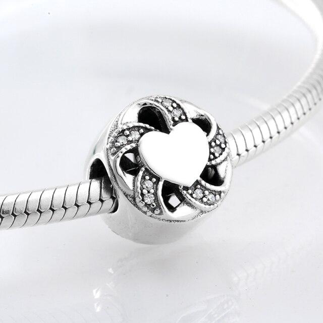 Perles fines en argent sterling 925 de forme ronde La famille est là où l'amour grandit Perles fines à faire soi-même adaptées aux bracelets à breloques originaux Fabrication de bijoux