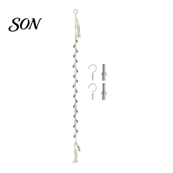 Wall Mounted Doll Organizer Stuffed Cotton Hanging Storage Chain, with Rope Toy Hanger Metal Clips, Boho Display Strap for Kids Room And