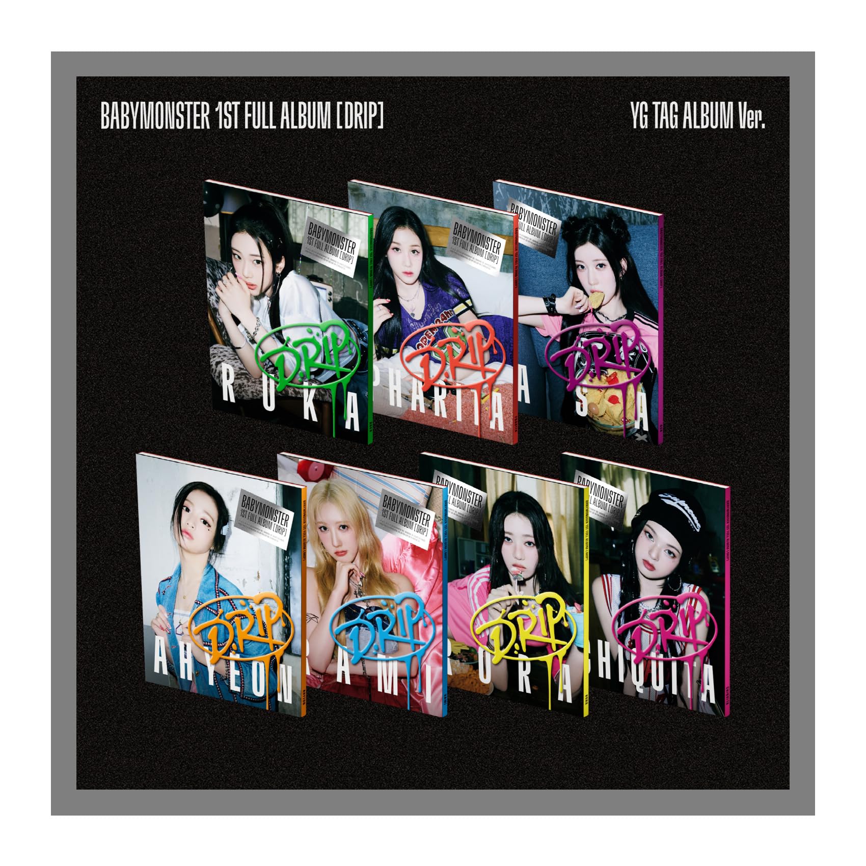 

BABYMONSTER DRIP 1-й Полный Альбом с Отслеживанием Запечатанный Baby Monster Случайный (Версия ТЕГА)