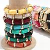 Vintage Acrylic Bamboo Beads Bracelets for Women Fashion Resin Chunky Tube Beaded Stretchy Stackable Bracelet New Jewelry Gift