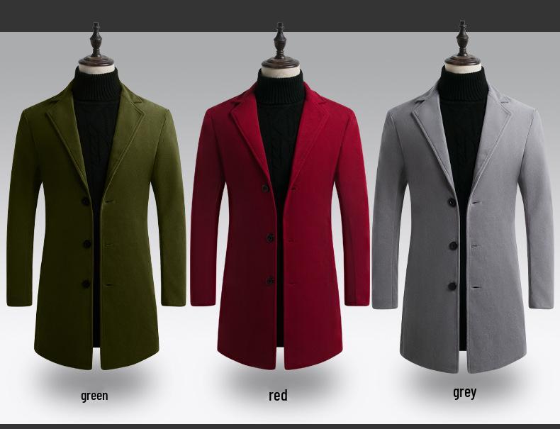 Abrigo Trench de Lana Slim para Hombre Estilo Coreano para Otoño/Invierno 2021