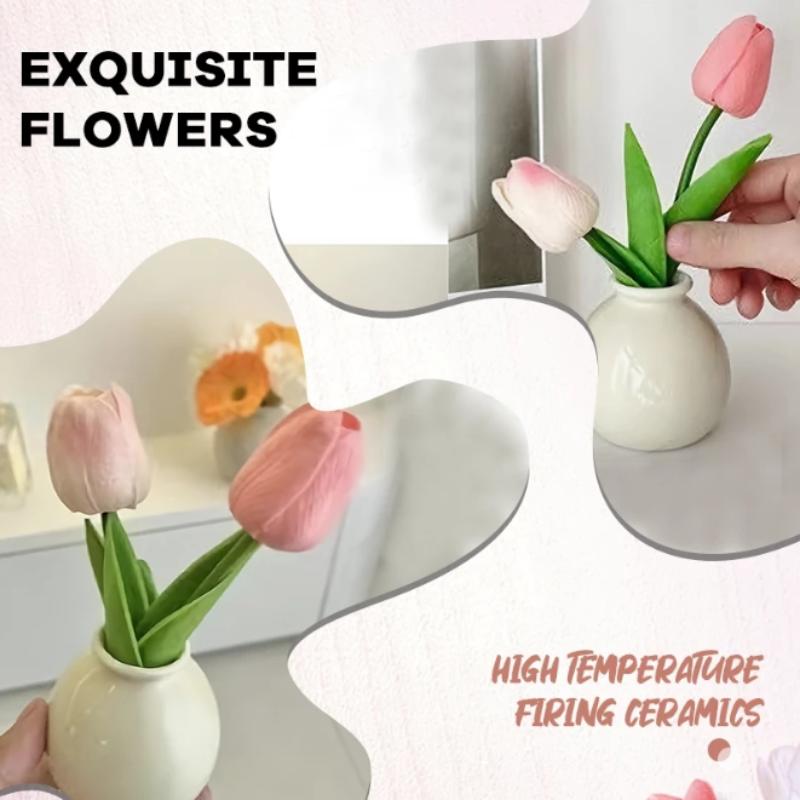 Mini Keramik Blumenvase Vintage Stil Kleine Dekorationsvase 1 Stück Schreibtischornament für Arbeitszimmer Bücherregal Wohnzimmer Dekoration