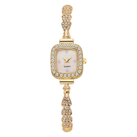 

Women Vintage Petite Bracelet Dainty Watch Small Square Analog Quartz Watch Luxury Ladies Slim Strap Rhinestones Wristwatch for Women Gift золотистий