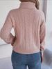 Women's 2023 Autumn/Winter Casual High Neck Cable Knit Long Sleeve Pullover Sweater
