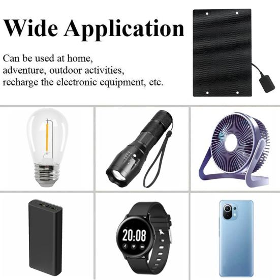 5W 5V Solar Panel USB Phone Charger High Conversion Rate Overcharge Protection IP65 Waterproof Emergency Solar Panel Charger