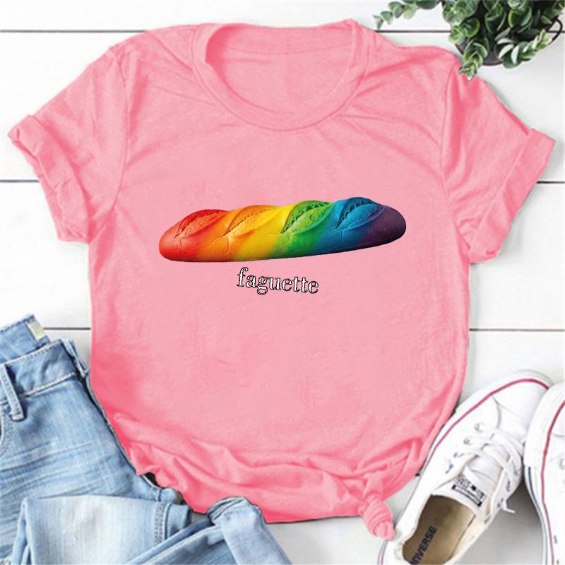 Fun Baguette Faguette LGBT Tshirts Women Men Short Sleeve Lesbian Bisexual Streetwear Fashion Crewneck GAY Trend Tshirts