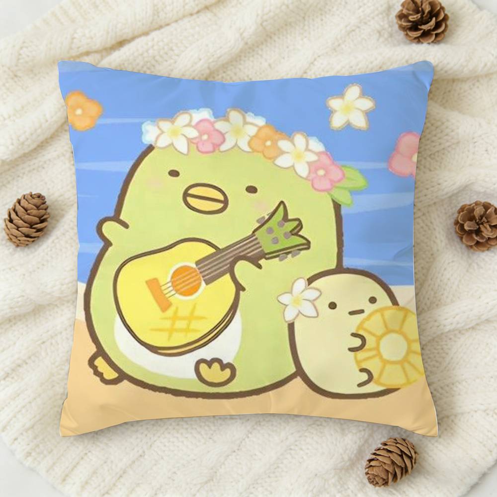 S-Sumikko Gurashi C-Colorfu Double-Sided Printed Square Decorative Cushion Cover For Sofa Living Room Home Decor