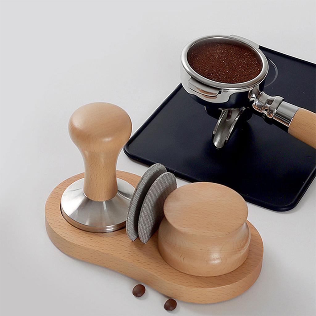 Universal 51/53/58mm Wood Coffee Tamper Holder Wooden Espresso Tamper Mat Stand Coffe Tamper Station Wooden Storage Base