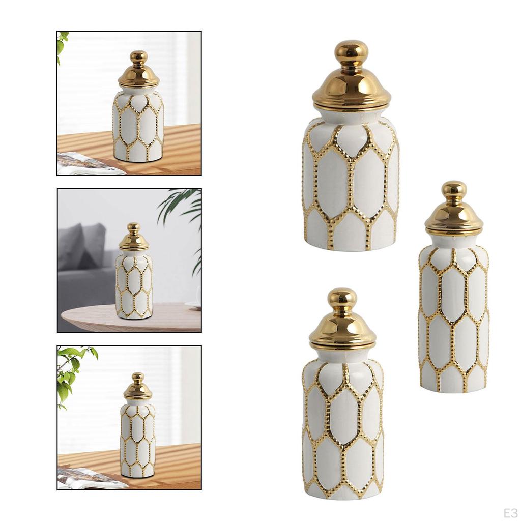 Ceramic Tea Canister Tin Porcelain Ginger Jar Floral Arrangement Chinese Storage Pot Temple for