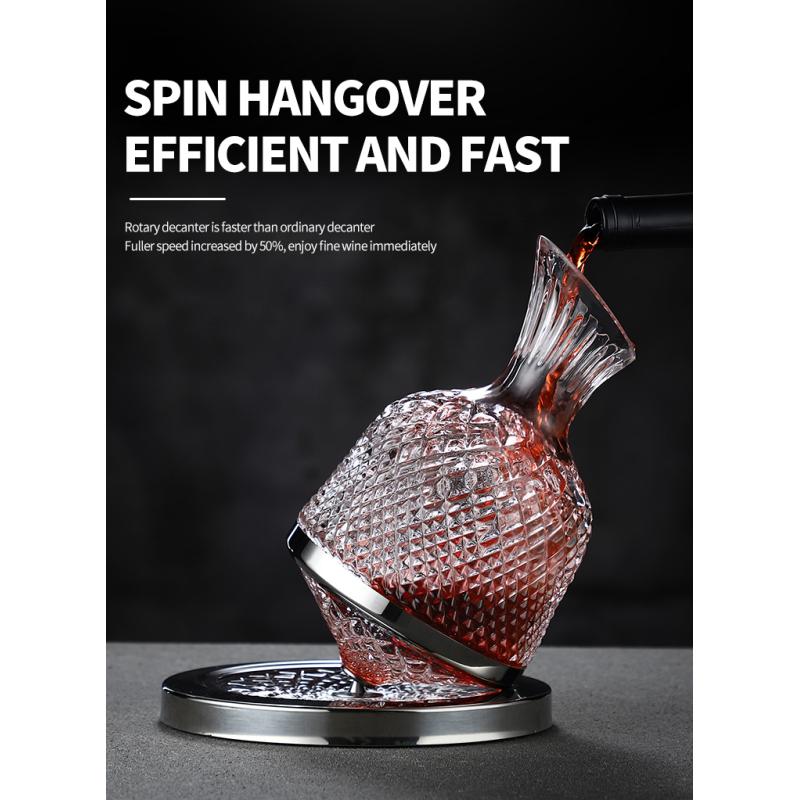 High Grade Crystal Glass 360 Rotating Decanter Tumbler 1500ml Decanter Wine Dispenser Aerator Mirror Jug Gift Bar Decoration