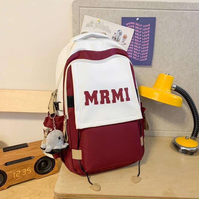 Letter large cover student schoolbag spring and summer new high school students large capacity backpack