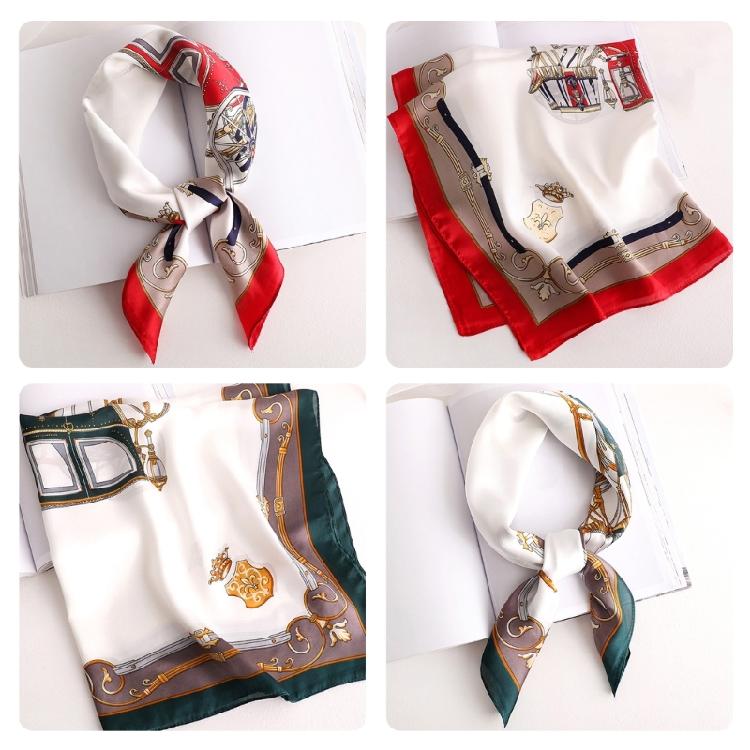 Small Square Scarf with Beautiful Print for Modern Women Soft Breathable Silk Like Bandana Scarves Party Neckerchief