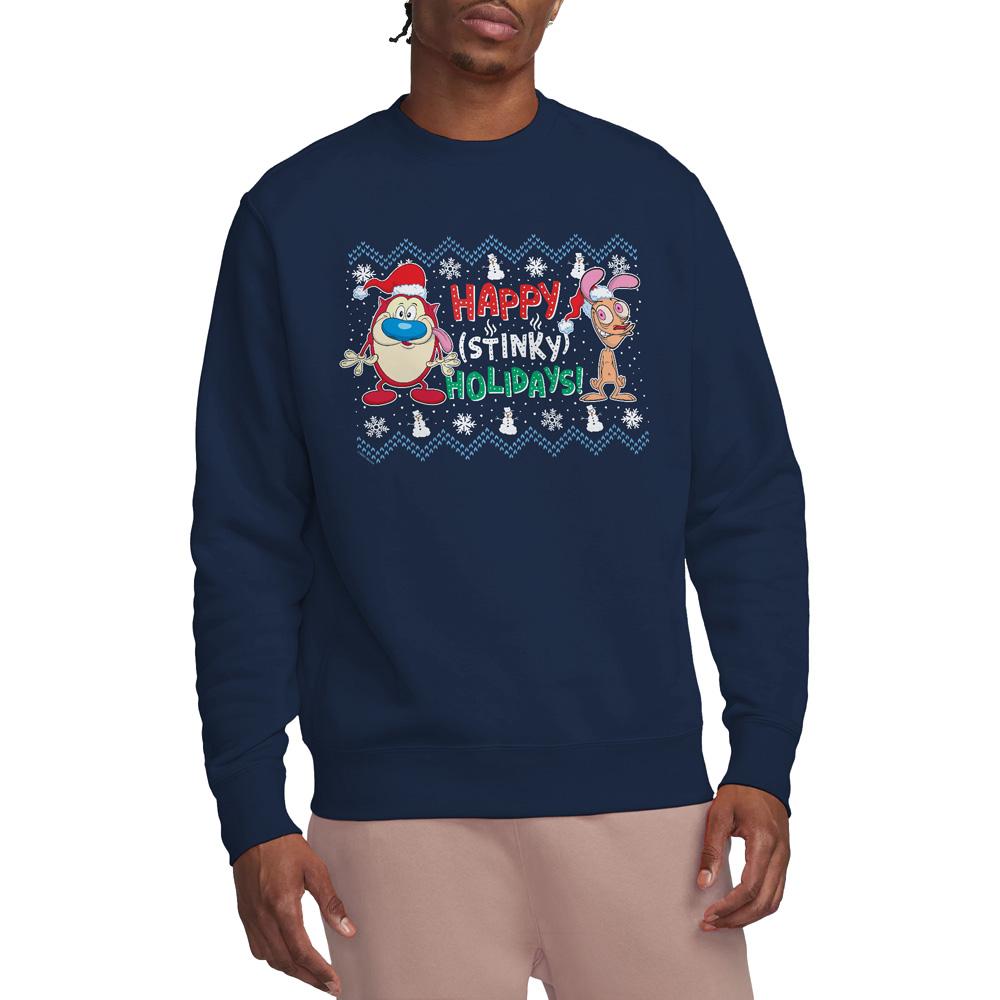 Ren & Stimpy Unisex Adult Happy Stinky Holidays Christmas Jumper Sweatshirt
