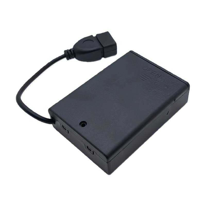 1/4Pcs Usb Mini Power Supply Battery Box With Cover And Switch 3 X Aa Usb Battery Box For 4.5V Led Strip Lights