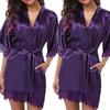 Europe & America Plus Size Sexy Bathrobe: Ice Silk Lingerie Pajamas 3025