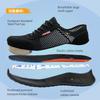 Men's Summer Steel Toe Safety Shoes Anti-Crush And Piercing Breathable Lightweight Outdoor Pure Black Work Shoes