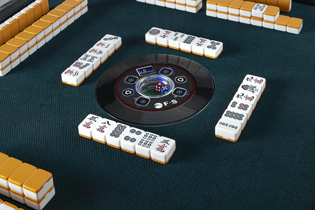 Blue Matte Mahjong Tiles Fully Automatic Mahjong Table with Assembly Wood Grain 10 Accessories Including Dining Table Top [Navy / 28mm] Service,