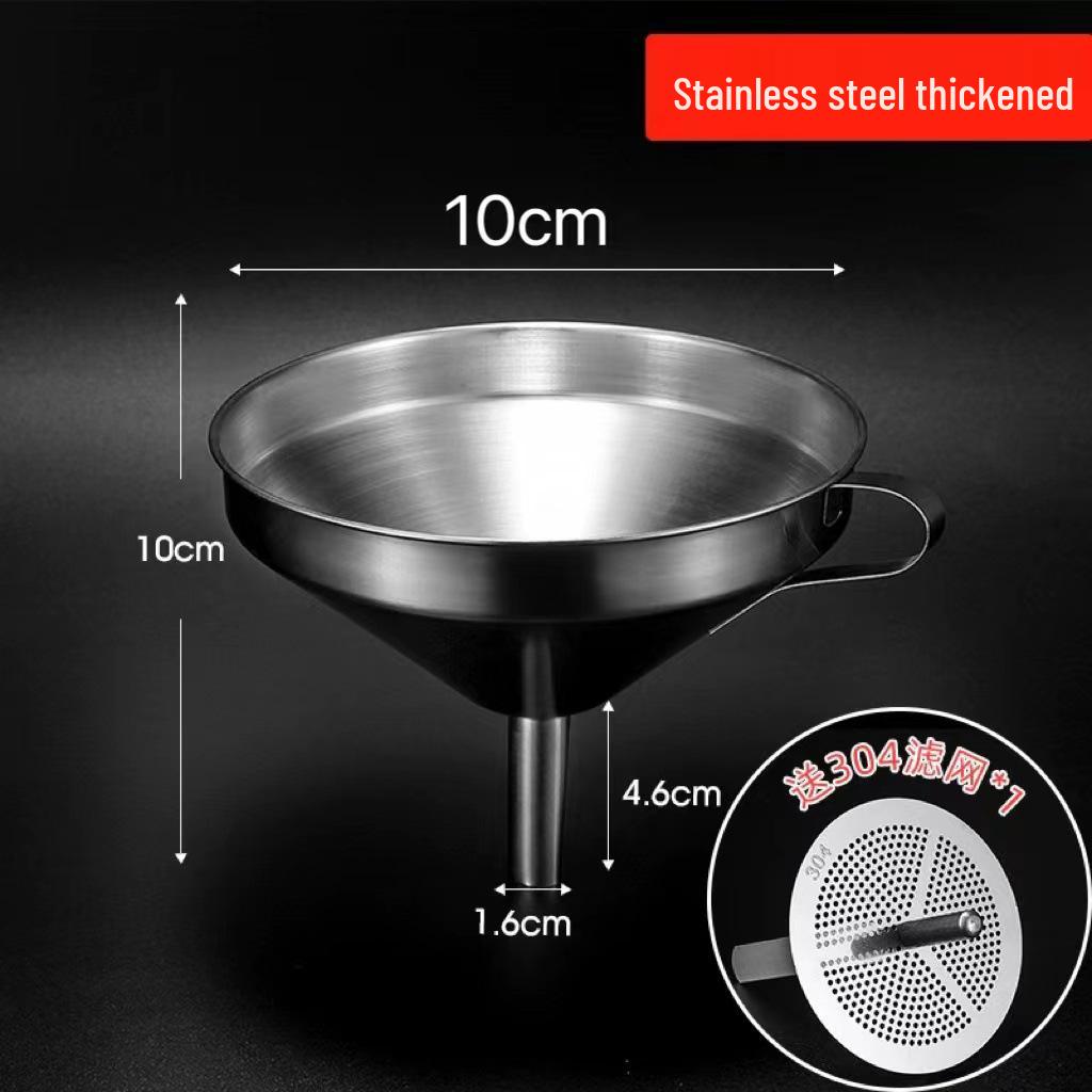 304 Stainless Steel Kitchen Funnel Set with Filter Mesh for Oil & Wine, Various Sizes