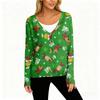 Women's Fashion Long Sleeve Christmas Snowman Snowflake Print Jacket Cardigan