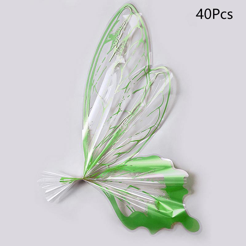 

40 шт. Оберточная бумага с бабочками и цветами Водонепроницаемая упаковочная бумага для букетов роз для свадебного декора, декора для вечеринки по случаю дня рождения, легкая роскошь зелёный