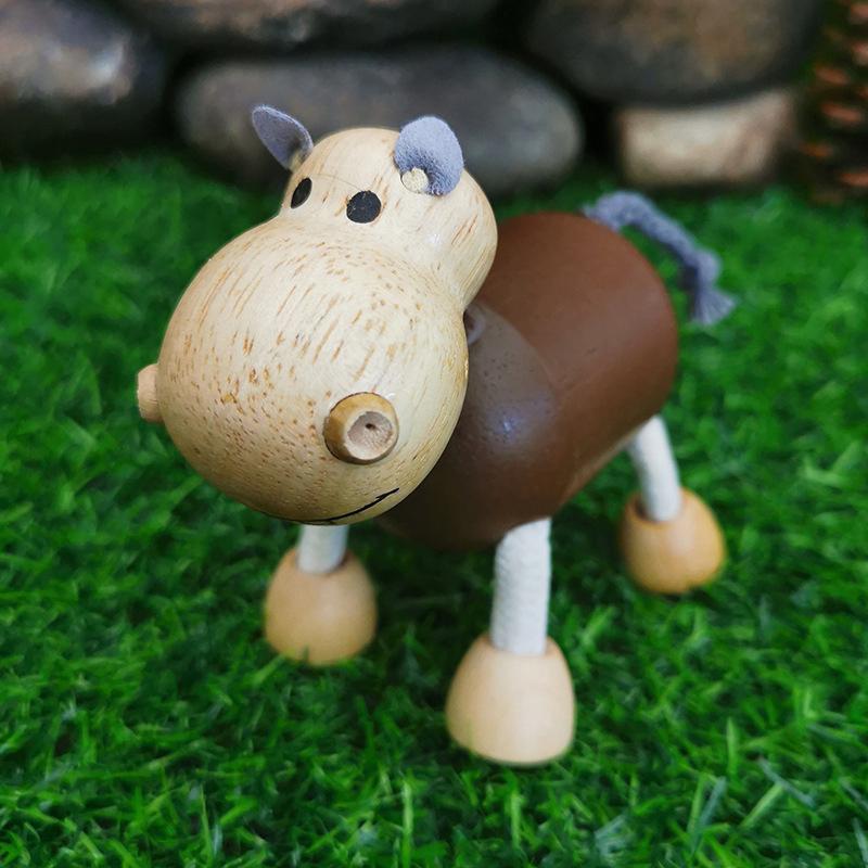 1pc Cute Educational Horse Deer Wooden Wood Animal Figurines Toy Festival Gift