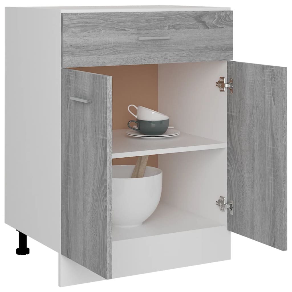 Vidaxl Freestanding Cabinet With Drawer, Sonoma Grey Oak, 60X46X81.5 Cm