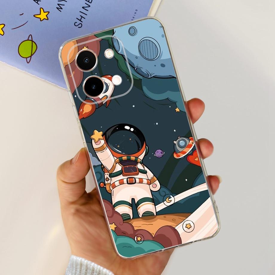 For Vivo Y28 4G Case Coque Clear Silicone Soft Back Cover For Vivo Y28 5G Y28s 5G Phone Bumper Coque Funda Dinosaur Cat Dragon