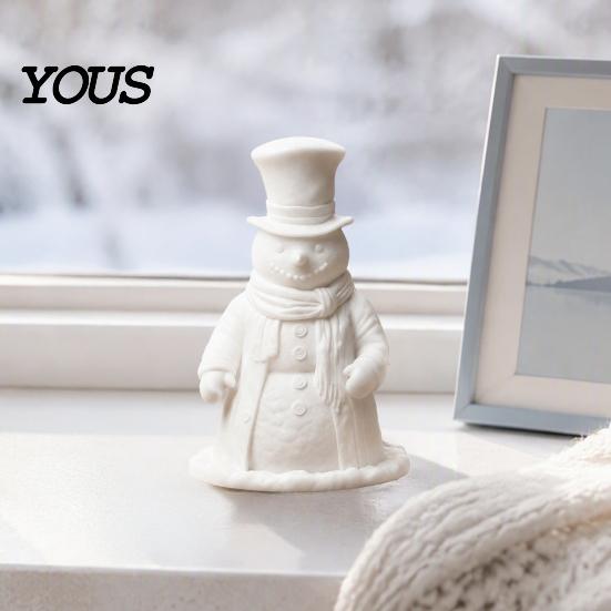 Winter Holiday Home Decor 3D Printed Gentleman Snowman Figurine, Decorative Desktop Ornament, DIY Paintable Handicraft Hobby Supply Statue for