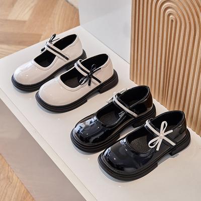 Dziewczęce buty Nowe dziecięce buty Czarne małe pachnące wiatrowe buty księżniczki wiosenne damskie skarby styl zagraniczny jasne skórzane buty