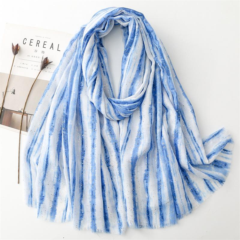New Autumn And Winter Cotton And Linen Scarf Golden Bamboo Forest Gradient Edge Scarf Warm Shawl Lady 90X180Cm