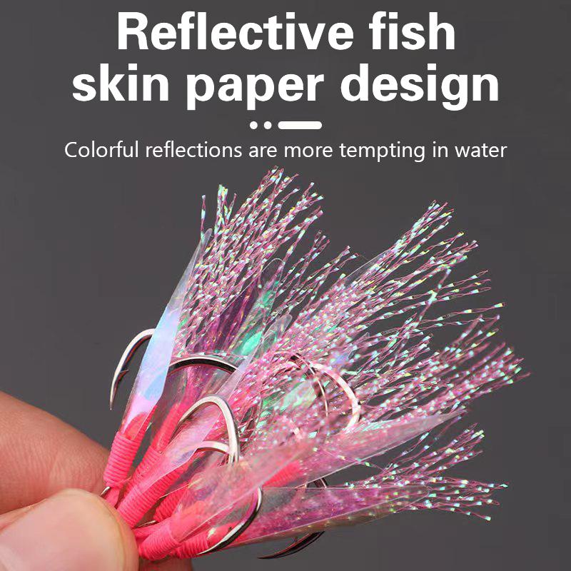 Cast Jig Assist Hook High Carbon Steel Angle Barbed Thread Feather Lure Fishing Tackle Slow Jigging Sea Pesca Fishhook