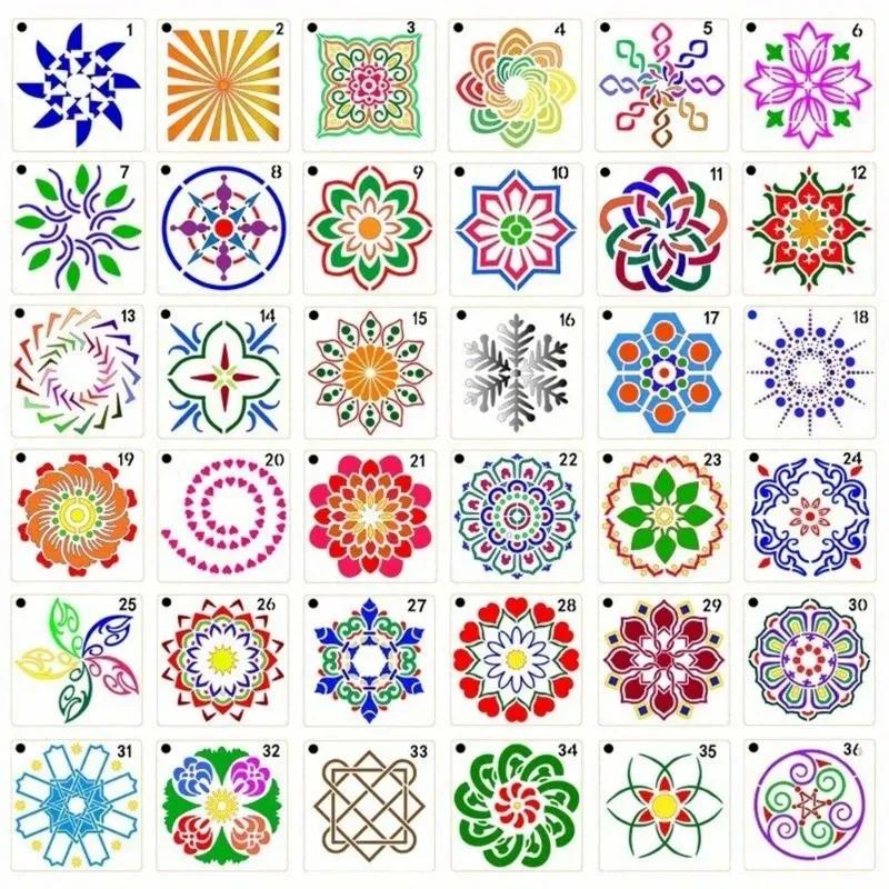 Stencil Mandala Fai da Te Decorazione Casa Disegno Modello Tagliato al Laser Stencil da Parete Pittura per Legno Piastrelle Tessuto
