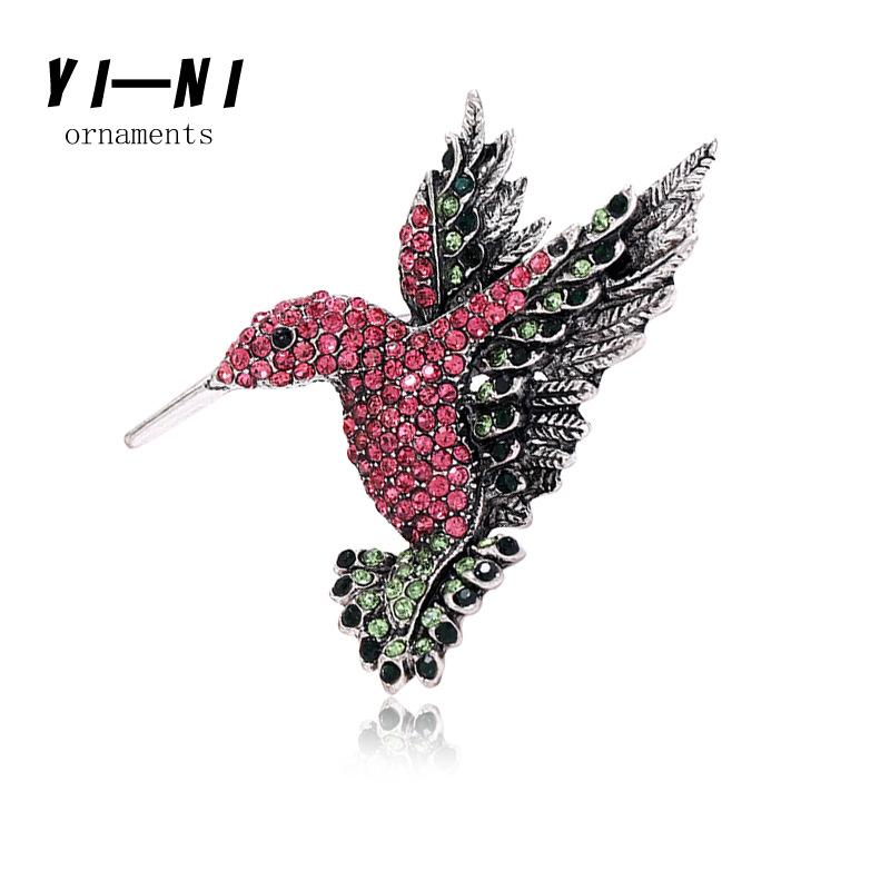 European and American high-end, rhinestone hummingbird brooch, animal chest flower, clothing bird brooch