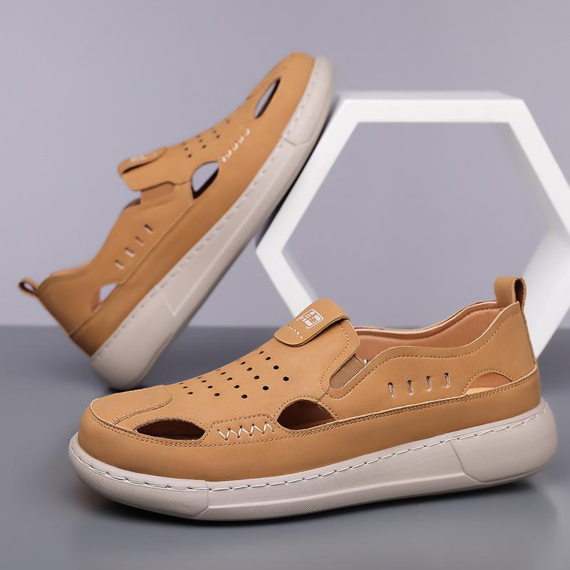 

Men s shoes 2025 summer new trend fashion hollow shoes men s non-slip light sole casual versatile men s hole shoes 44 хаки